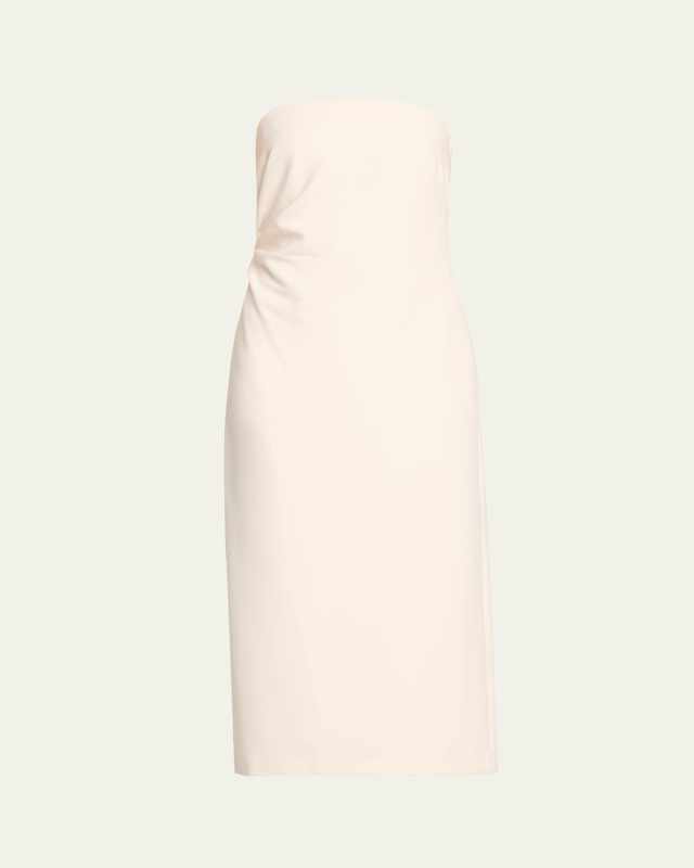 Strapless Draped Midi Dress